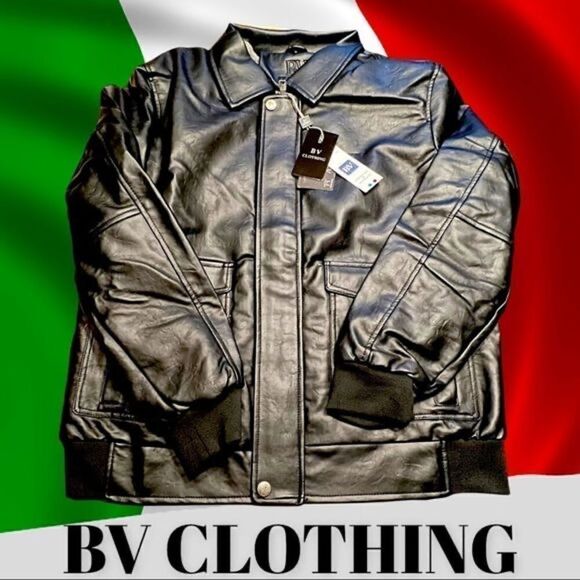 - Men’s BV CLOTHING Leather Jacket black - Picture 1 of 9